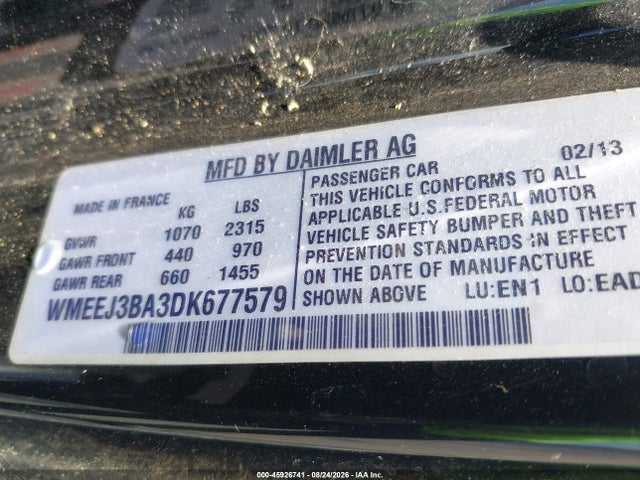 2013 Smart Fortwo Pure მანქანა იყიდება აუქციონზე, vin: WMEEJ3BA3DK677579, აუქციონის ნომერი: 45926741