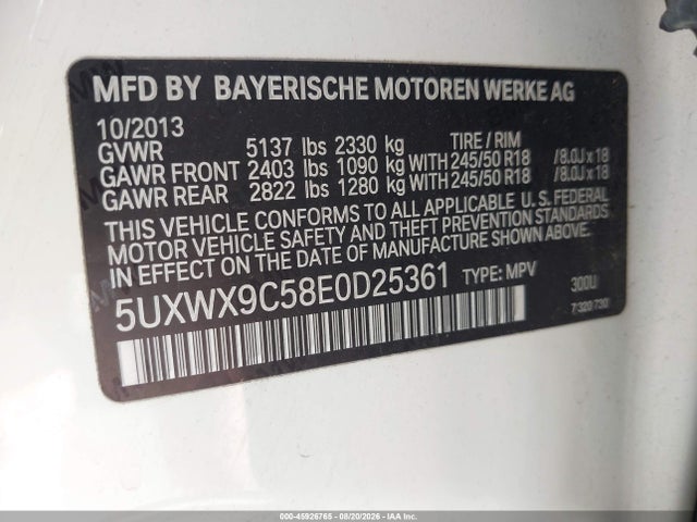 5UXWX9C58E0D25361 BMW X3 Xdrive28i