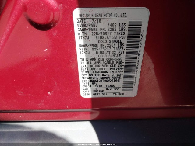 Продаж на аукціоні авто 2016 Nissan Rogue S, vin: JN8AT2MT9GW023641, номер лоту: 45926767