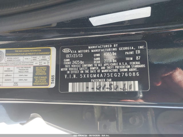 Продажа на аукционе авто 2014 Kia Optima Lx, vin: 5XXGM4A75EG276086, номер лота: 45926784