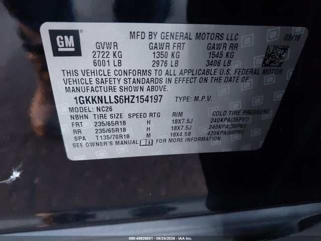 GMC Acadia Sle-2 2017 1GKKNLLS6HZ154197 Image 9