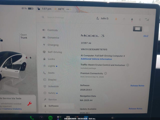 45926806 :رقم المزاد ، 5YJ3E1EA8RF787915 vin ، 2024 Tesla Model 3 Long Range Dual Motor All-wheel Drive/rear-wheel Drive مزاد بيع