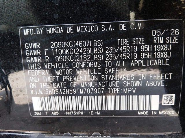 Продаж на аукціоні авто 2026 Acura Adx A-spec, vin: 3HDSA2H59TM707907, номер лоту: 45926807