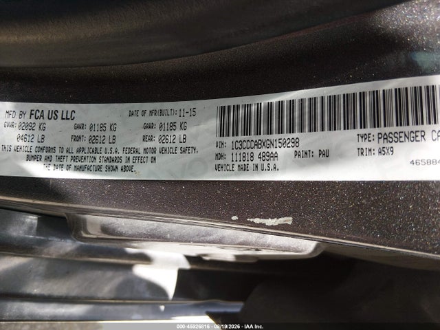 Aukcja sprzedaży 2016 Chrysler 200 Limited, vin: 1C3CCCABXGN150298, numer aukcji: 45926816