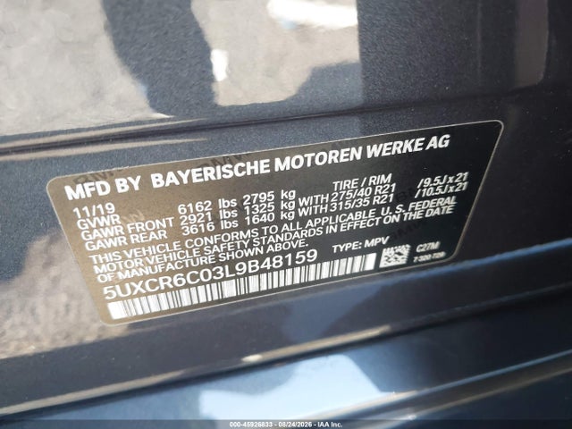 Продаж на аукціоні авто 2020 Bmw X5 Xdrive40i, vin: 5UXCR6C03L9B48159, номер лоту: 45926833
