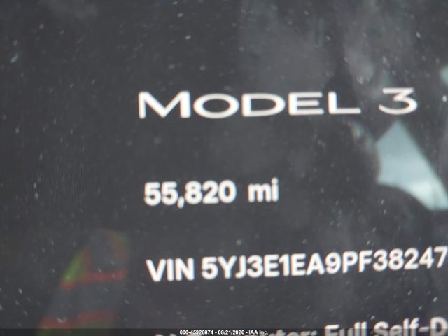 45926874 :رقم المزاد ، 5YJ3E1EA9PF382479 vin ، 2023 Tesla Model 3 Rear-wheel Drive مزاد بيع