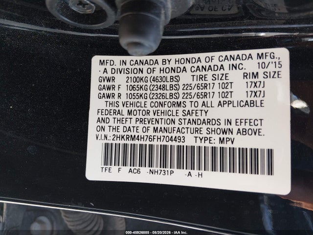 Honda Cr-v Ex-l 2015 2HKRM4H76FH704493 Image 9