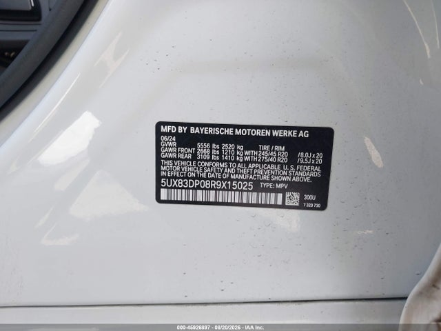 Aukcja sprzedaży 2024 Bmw X3 M40i, vin: 5UX83DP08R9X15025, numer aukcji: 45926897