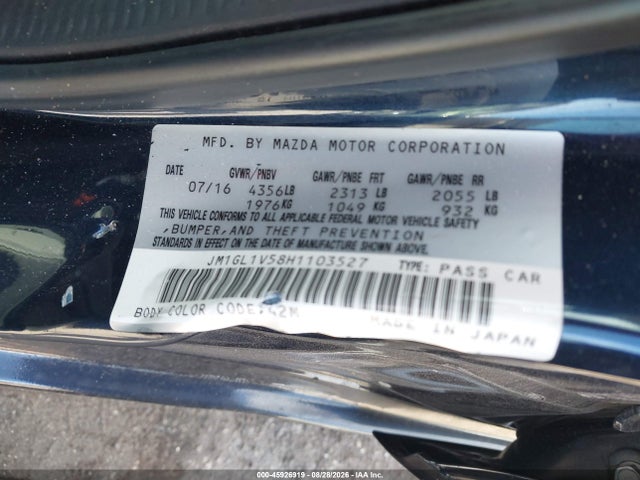 Auction sale of the 2017 Mazda Mazda6 Touring, vin: JM1GL1V58H1103527, lot number: 45926919