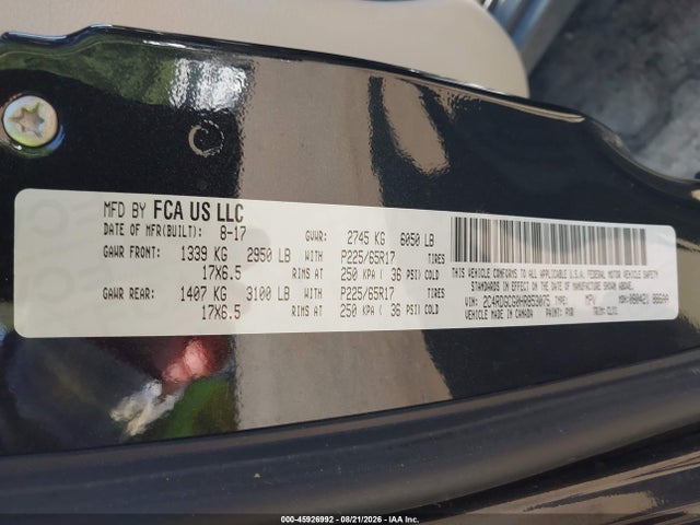 Продаж на аукціоні авто 2017 Dodge Grand Caravan Sxt, vin: 2C4RDGCG0HR853075, номер лоту: 45926992