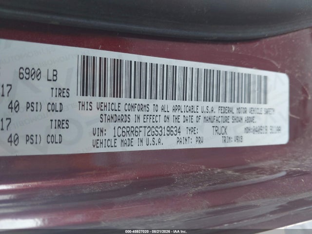 Продаж на аукціоні авто 2016 Ram 1500 St, vin: 1C6RR6FT2GS319634, номер лоту: 45927020