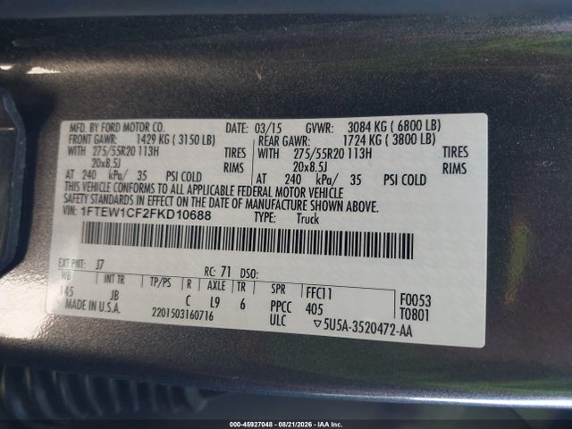 Ford F-150 Xlt 2015 1FTEW1CF2FKD10688 Image 9