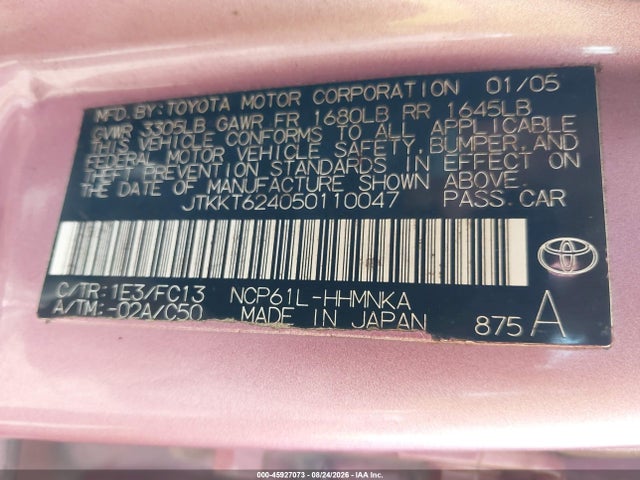 Продажа на аукционе авто 2005 Scion Xa, vin: JTKKT624050110047, номер лота: 45927073