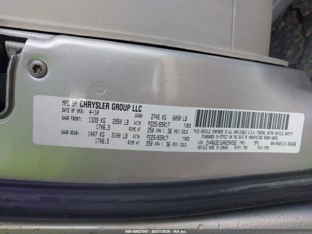 2010 Volkswagen Routan Se მანქანა იყიდება აუქციონზე, vin: 2V4RW3D16AR294592, აუქციონის ნომერი: 45927087