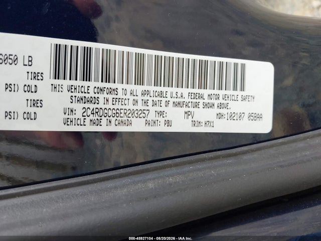 Aukcja sprzedaży 2014 Dodge Grand Caravan Sxt, vin: 2C4RDGCG6ER203257, numer aukcji: 45927104