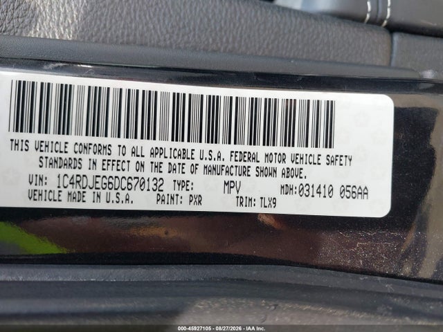 Aukcja sprzedaży 2013 Dodge Durango Citadel, vin: 1C4RDJEG6DC670132, numer aukcji: 45927105