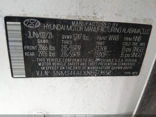 5NMS44ALXNH373650 Hyundai Santa Fe Limited