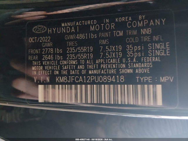 Продажа на аукционе авто 2023 Hyundai Tucson Hybrid Sel Convenience, vin: KM8JFCA12PU089418, номер лота: 45927140