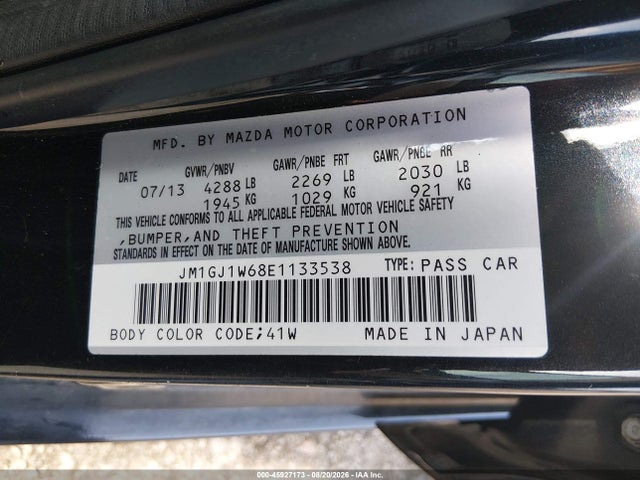 45927173 :رقم المزاد ، JM1GJ1W68E1133538 vin ، 2014 Mazda Mazda6 I Grand Touring مزاد بيع