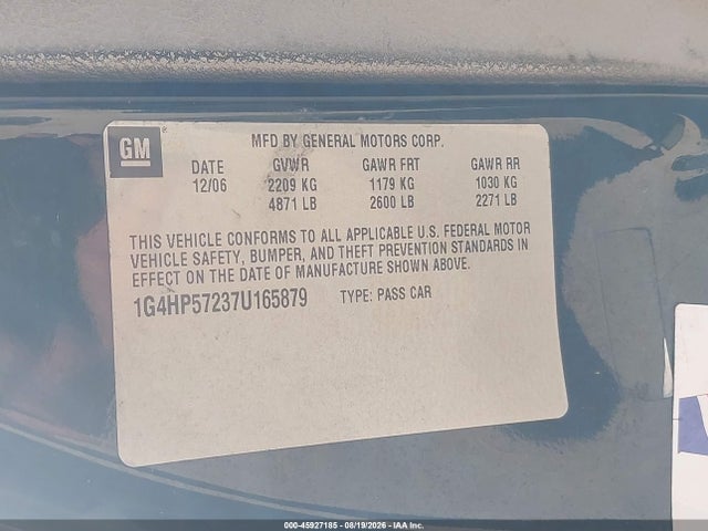 Aukcja sprzedaży 2007 Buick Lucerne Cx, vin: 1G4HP57237U165879, numer aukcji: 45927185