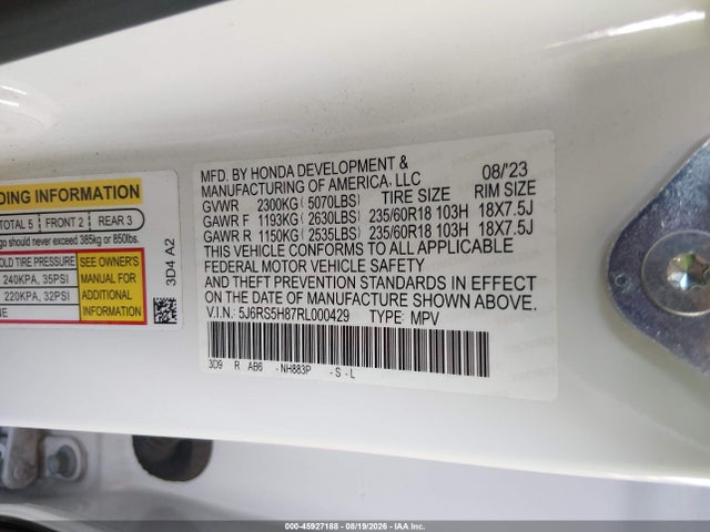 5J6RS5H87RL000429 Honda Cr-v Hybrid Sport-l