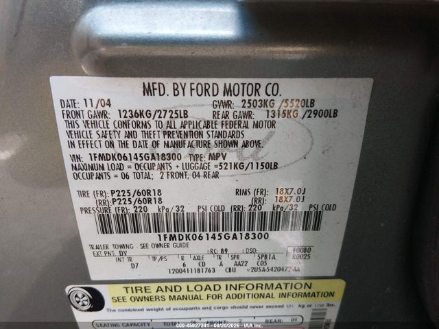 Продаж на аукціоні авто 2005 Ford Freestyle Limited, vin: 1FMDK06145GA18300, номер лоту: 45927241