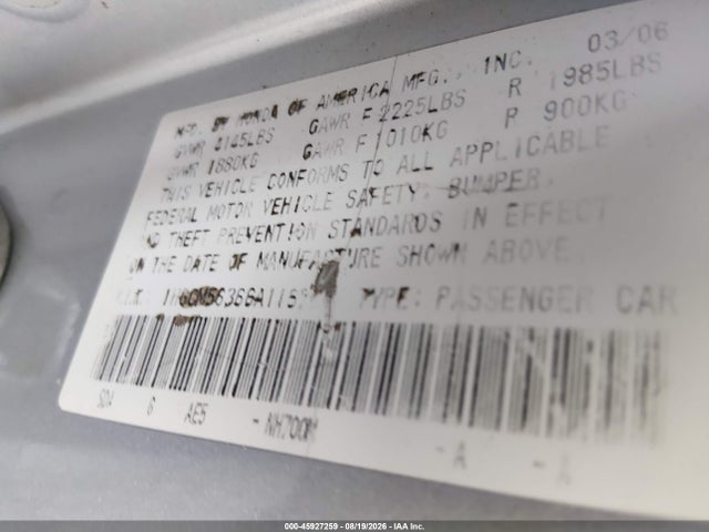 Aukcja sprzedaży 2006 Honda Accord 2.4 Se, vin: 1HGCM56366A116209, numer aukcji: 45927259