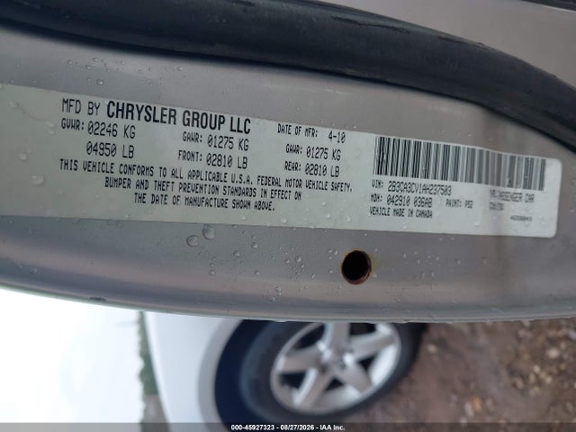 45927323 :رقم المزاد ، 2B3CA3CV1AH237503 vin ، 2010 Dodge Charger Sxt مزاد بيع