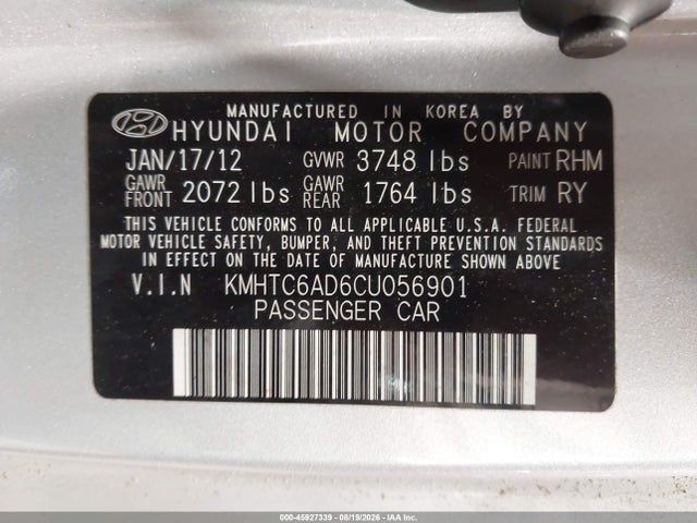 Продаж на аукціоні авто 2012 Hyundai Veloster Base W/gray, vin: KMHTC6AD6CU056901, номер лоту: 45927339