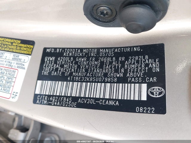 Aukcja sprzedaży 2005 Toyota Camry Le, vin: 4T1BE32K85U079858, numer aukcji: 45927357