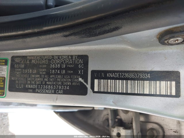 Продажа на аукционе авто 2008 Kia Rio Lx, vin: KNADE123686379334, номер лота: 45927364
