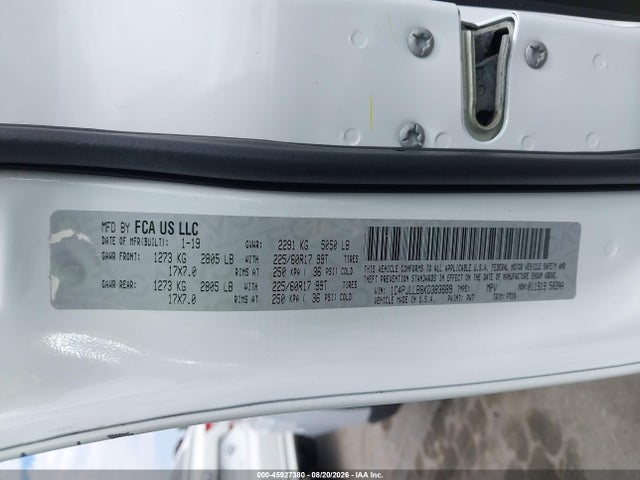 Auction sale of the 2019 Jeep Cherokee Latitude Plus Fwd, vin: 1C4PJLLB8KD383689, lot number: 45927380