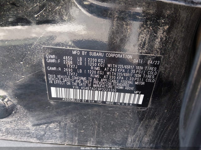 Subaru Outback Premium 2023 4S4BTADC9P3223300 Image 9