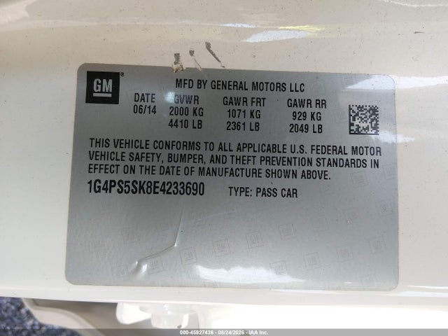 Aukcja sprzedaży 2014 Buick Verano Leather Group, vin: 1G4PS5SK8E4233690, numer aukcji: 45927436