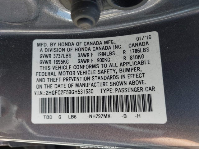 2HGFC2F59GH531530 Honda Civic Lx