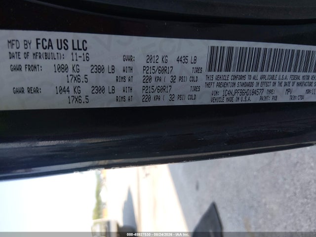 Продажа на аукционе авто 2017 Jeep Patriot Latitude, vin: 1C4NJPFB6HD184577, номер лота: 45927530