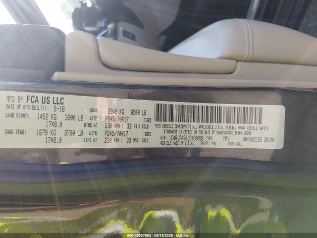 2018 Jeep Grand Cherokee Laredo E 4x4 მანქანა იყიდება აუქციონზე, vin: 1C4RJFAG0JC420098, აუქციონის ნომერი: 45927553