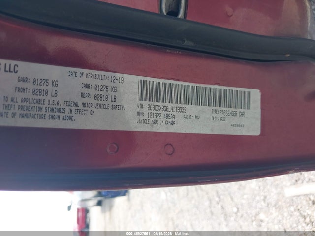 45927561 :رقم المزاد ، 2C3CDXBG6LH119339 vin ، 2020 Dodge Charger Sxt Rwd مزاد بيع