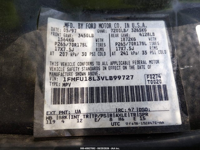 Продажа на аукционе авто 1997 Ford Expedition, vin: 1FMFU18L3VLB99727, номер лота: 45927592
