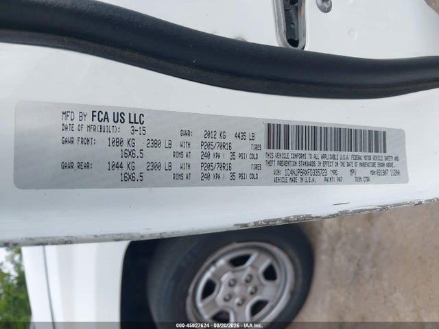 2015 Jeep Patriot Sport მანქანა იყიდება აუქციონზე, vin: 1C4NJPBAXFD335723, აუქციონის ნომერი: 45927624