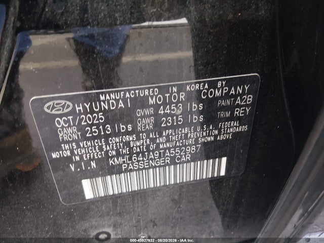 Продаж на аукціоні авто 2026 Hyundai Sonata Sel Sport, vin: KMHL64JA9TA552987, номер лоту: 45927632