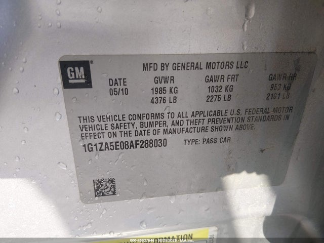 Продаж на аукціоні авто 2010 Chevrolet Malibu Ls, vin: 1G1ZA5E08AF288030, номер лоту: 45927646