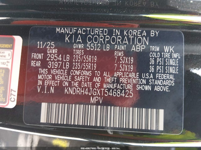Продаж на аукціоні авто 2026 Kia Sorento Hybrid Ex, vin: KNDRH4JGXT5468425, номер лоту: 45927688