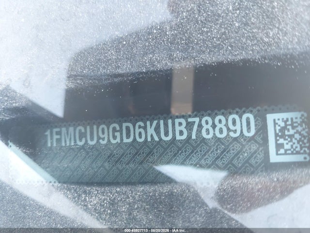 45927713 :رقم المزاد ، 1FMCU9GD6KUB78890 vin ، 2019 Ford Escape Se مزاد بيع