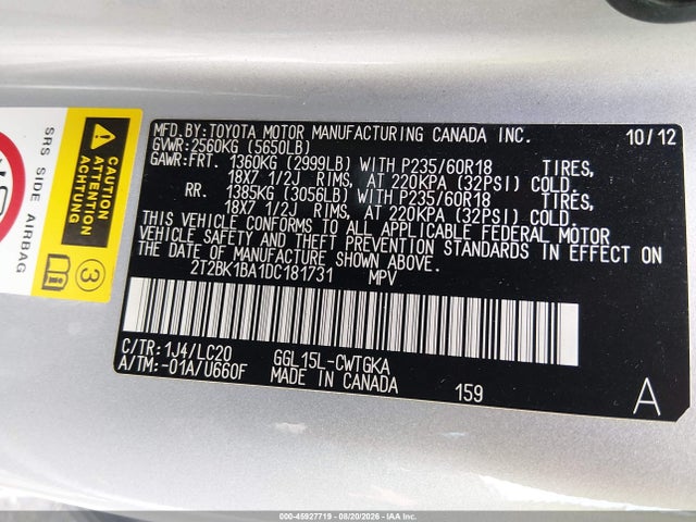 2013 Lexus Rx 350 მანქანა იყიდება აუქციონზე, vin: 2T2BK1BA1DC181731, აუქციონის ნომერი: 45927719