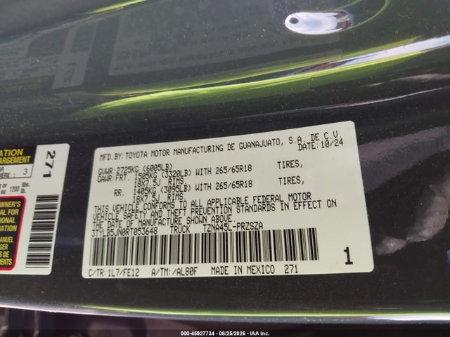 Aukcja sprzedaży 2024 Toyota Tacoma Trd Sport, vin: 3TYLB5JN0RT053648, numer aukcji: 45927734