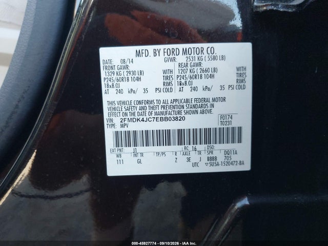 Ford EDGE SEL 2014 2FMDK4JC7EBB03820 Image 9