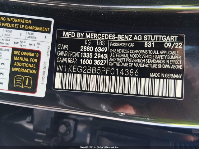 Aukcja sprzedaży 2023 Mercedes-benz Eqe 350, vin: W1KEG2BB5PF014386, numer aukcji: 45927821