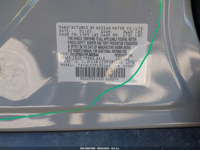 2023 Nissan Kicks Sv Xtronic Cvt მანქანა იყიდება აუქციონზე, vin: 3N1CP5CV1PL502044, აუქციონის ნომერი: 45927908