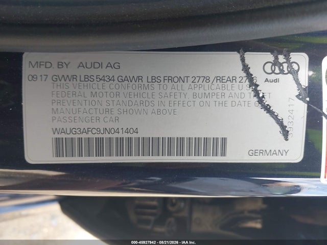 Audi A6 Premium Plus 2018 WAUG3AFC9JN041404 Image 9